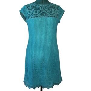 Nanette Lepore Lace Shift Dress Turquoise Blue Women’s Size 6